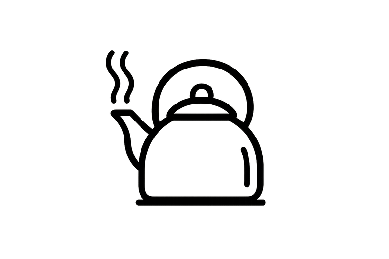 A small logo of a kettle boiling