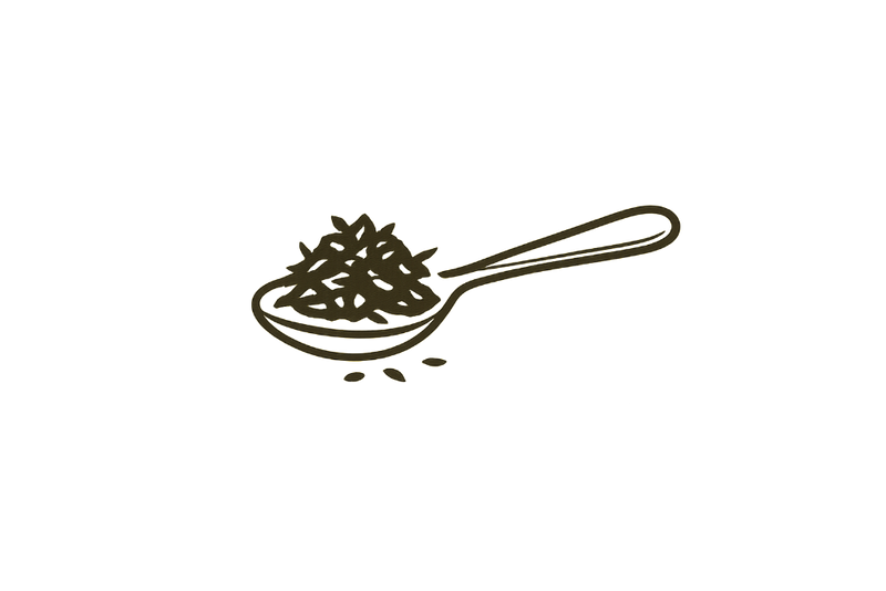 Small logo of a teaspoon with tea leaves on it