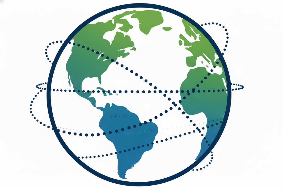 Globe with new dotted travel lines